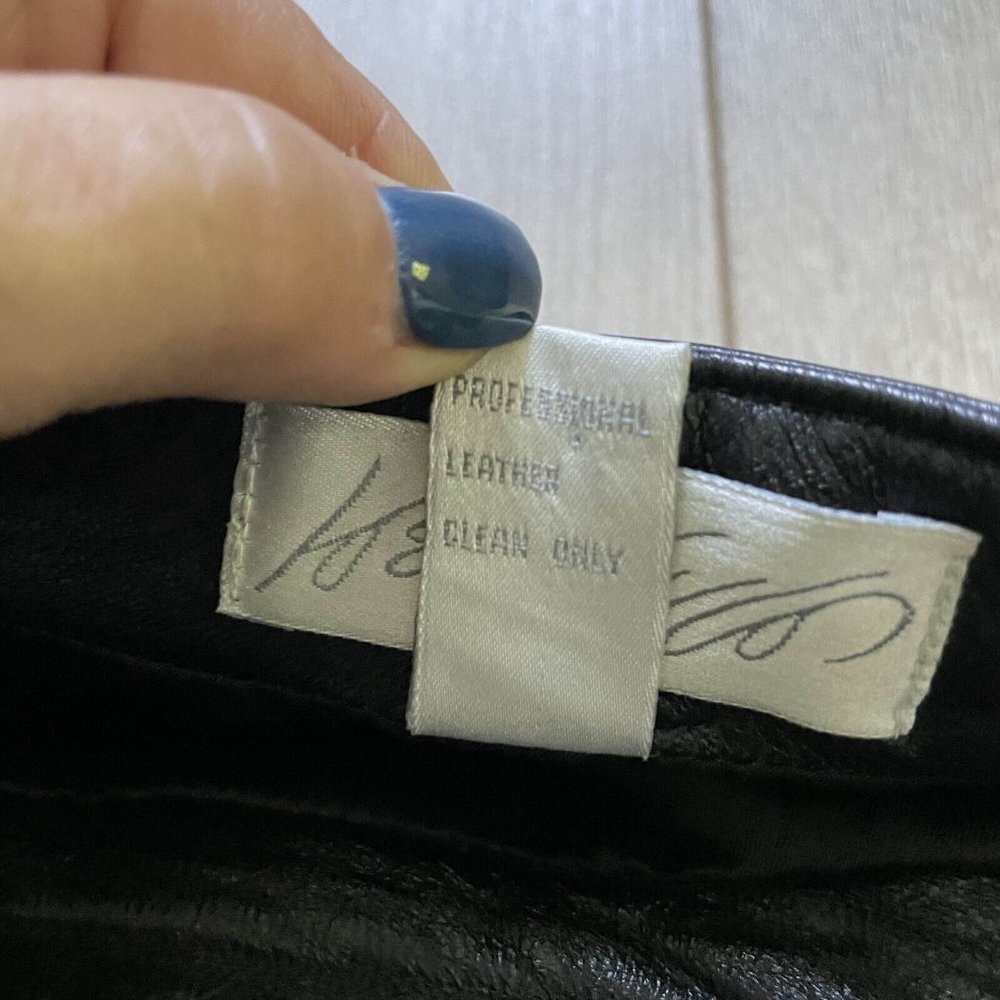 Vintage Lord & Taylor Leather Skirt Women's Black Size 12 Back Zipper - Picture 9 of 9